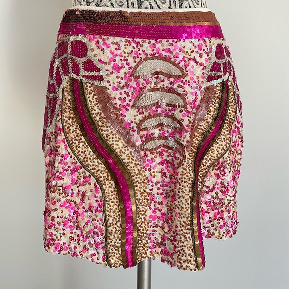Multicolored Sequence Mini Skirt - Picture 1 of 6
